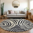 thumbnail image 1 of Addison Rugs Chantille Indoor/Outdoor Transitional Swirls Black Washable Round Rug, 8' x 8', 1 of 6
