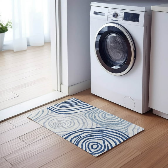 Addison Rugs Chantille Indoor/Outdoor Transitional Swirls Blue Washable Rectangle Rug, 1'8" x 2'6"