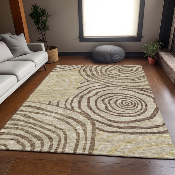 Addison Rugs Chantille Indoor/Outdoor Transitional Swirls Brown Washable Rectangle Rug, 9' x 12'