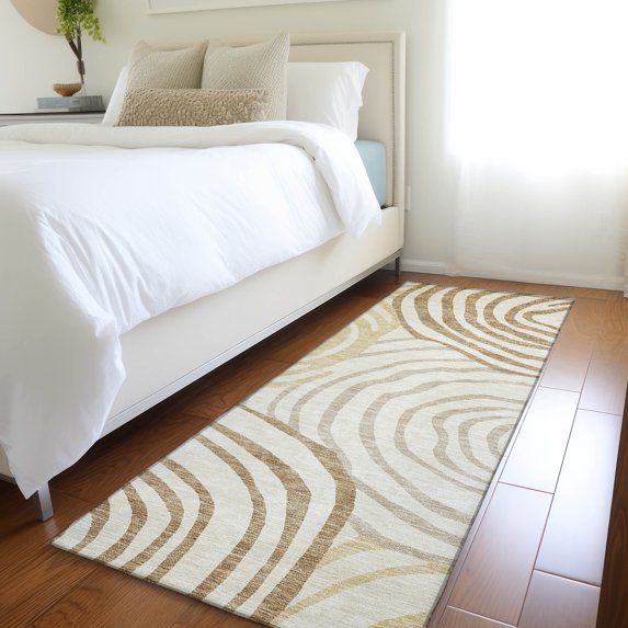Addison Rugs Chantille Indoor/Outdoor Transitional Swirls Gold Washable Runner Rug, 2'3" x 7'6"