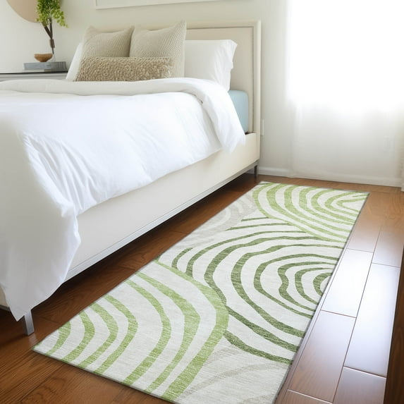 Addison Rugs Chantille Indoor/Outdoor Transitional Swirls Green Washable Runner Rug, 2'3" x 7'6"