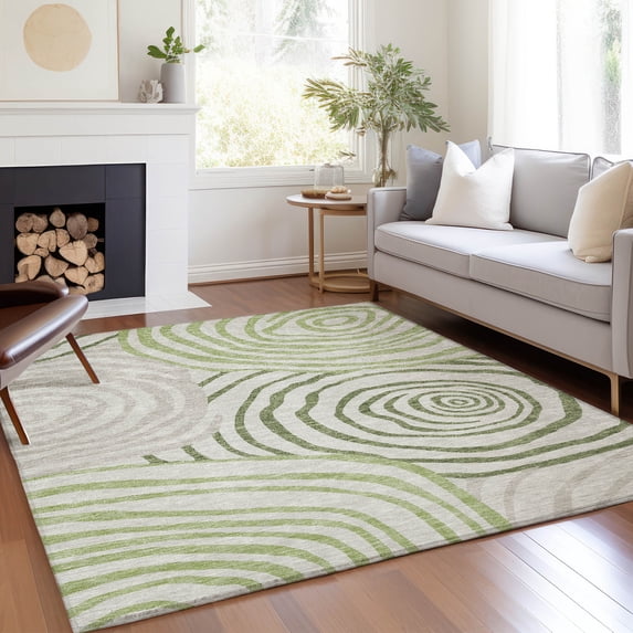 Addison Rugs Chantille Indoor/Outdoor Transitional Swirls Green Washable Rectangle Rug, 9' x 12'