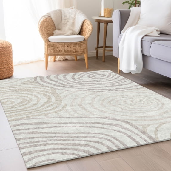 Addison Rugs Chantille Indoor/Outdoor Transitional Swirls Ivory Washable Rectangle Rug, 2'6" x 3'10"