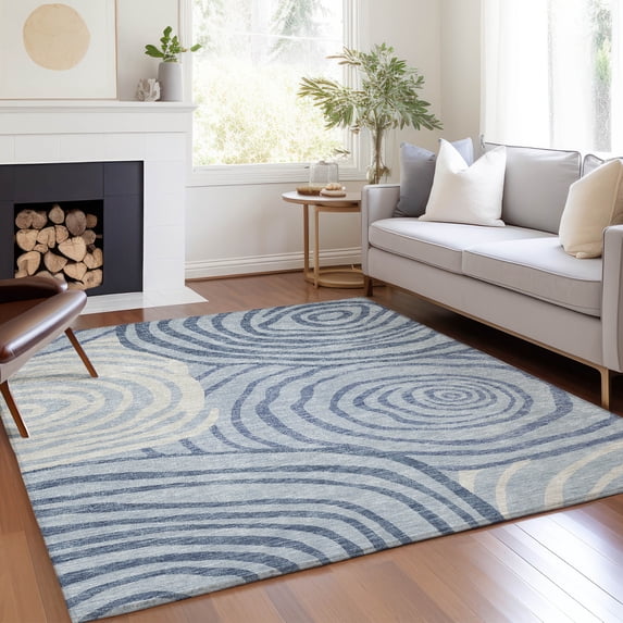 Addison Rugs Chantille Indoor/Outdoor Transitional Swirls Sky Washable Rectangle Rug, 5' x 7'6"