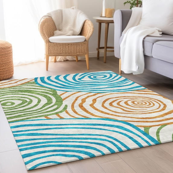 Addison Rugs Chantille Indoor/Outdoor Transitional Swirls White Washable Rectangle Rug, 2'6" x 3'10"