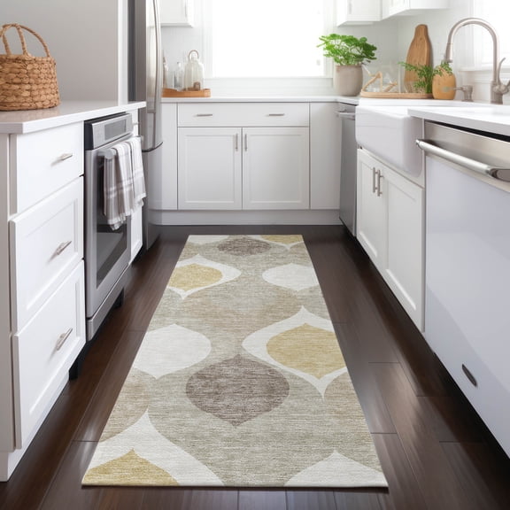 Addison Rugs Chantille Indoor/Outdoor Transitional Mid-century Modern Beige Washable Runner Rug, 2'3" x 7'6"