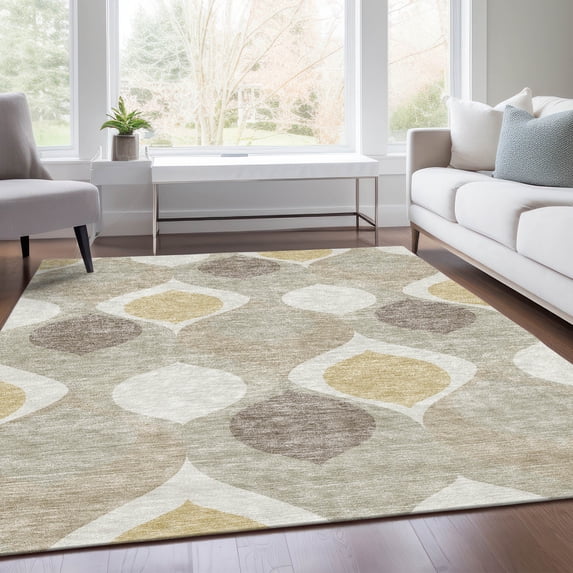 Addison Rugs Chantille Indoor/Outdoor Transitional Mid-century Modern Beige Washable Rectangle Rug, 5' x 7'6"