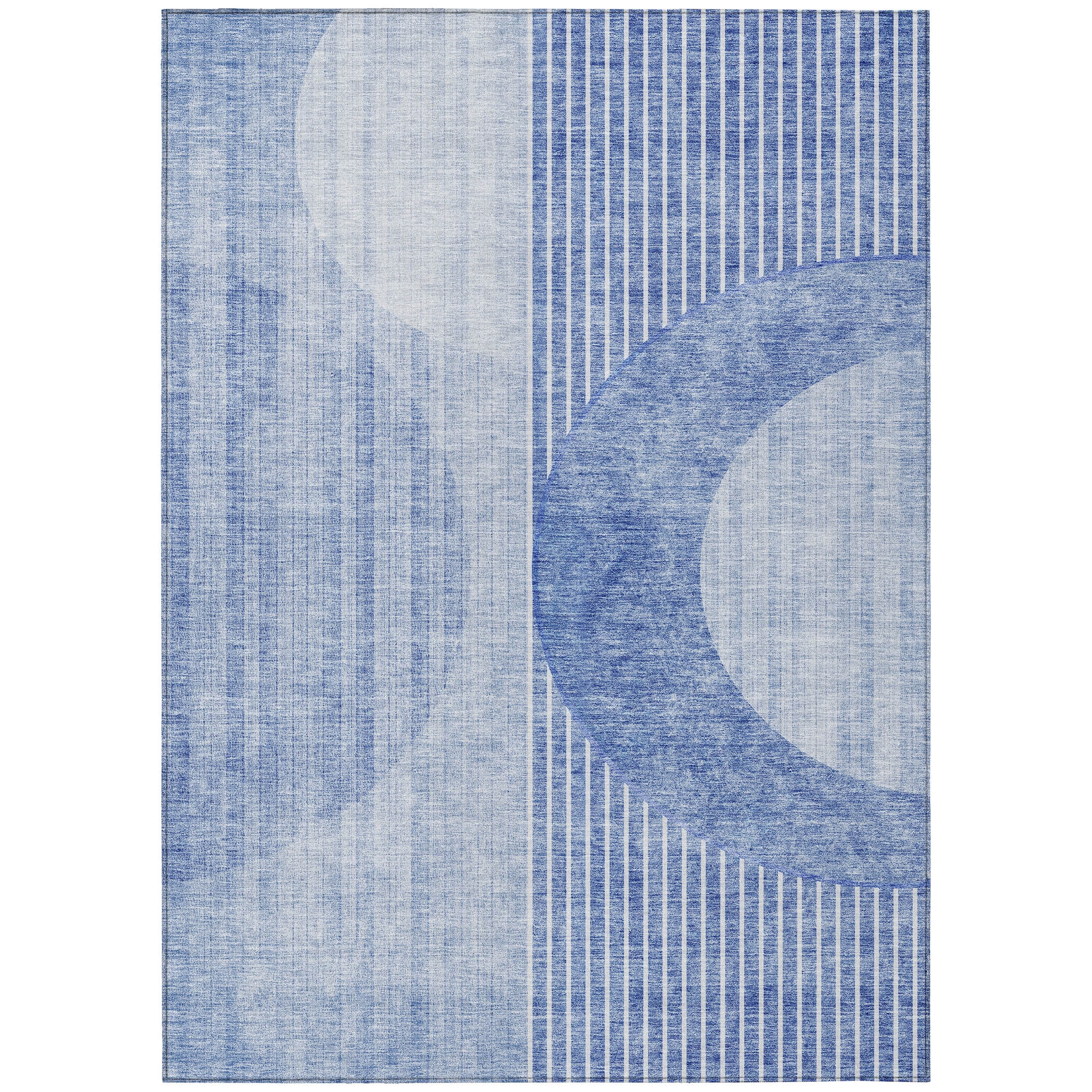 Blue Rectangular Synthetic Indoor/Outdoor Washable Rug 3' x 5'