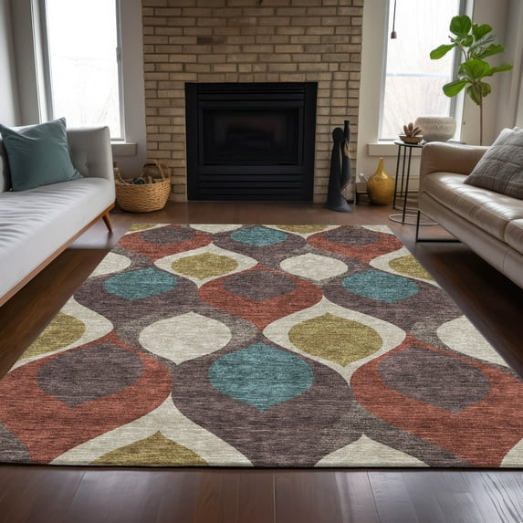 Addison Rugs Chantille Indoor/Outdoor Transitional Mid-century Modern Brown Washable Rectangle Rug, 9' x 12'