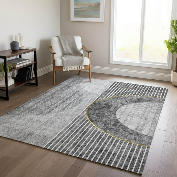 Addison Rugs Chantille Indoor/Outdoor Transitional Modern Charcoal Washable Rectangle Rug, 8' x 10'