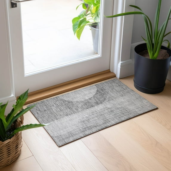 Addison Rugs Chantille Indoor/Outdoor Transitional Modern Gray Washable Rectangle Rug, 1'8" x 2'6"