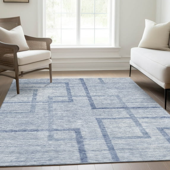 Addison Rugs Chantille Indoor/Outdoor Transitional Geometric Sky Washable Rectangle Rug, 9' x 12'