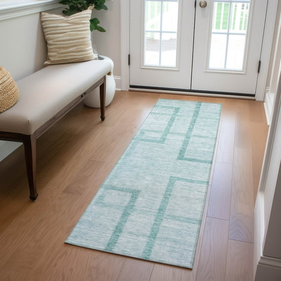 Addison Rugs Chantille Indoor/Outdoor Transitional Geometric Teal Washable Runner Rug, 2'3" x 7'6"
