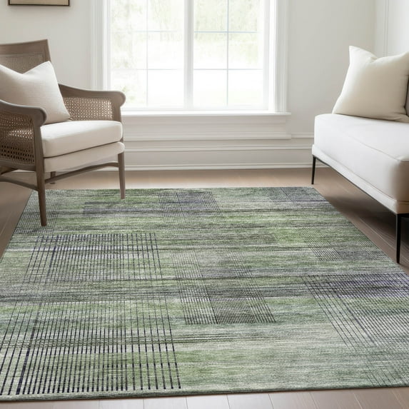 Addison Rugs Chantille Indoor/Outdoor Transitional Stripes Aloe Washable Rectangle Rug, 3' x 5'