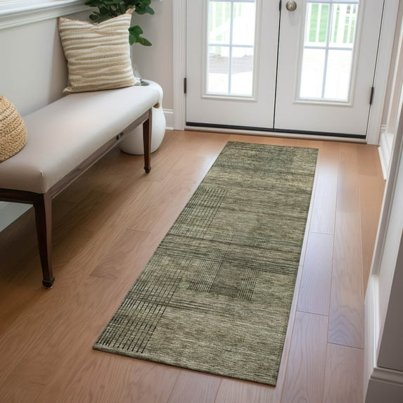 Addison Rugs Chantille Indoor/Outdoor Transitional Stripes Brown Washable Runner Rug, 2'3" x 7'6"