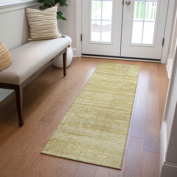 Addison Rugs Chantille Indoor/Outdoor Transitional Stripes Gold Washable Runner Rug, 2'3" x 7'6"