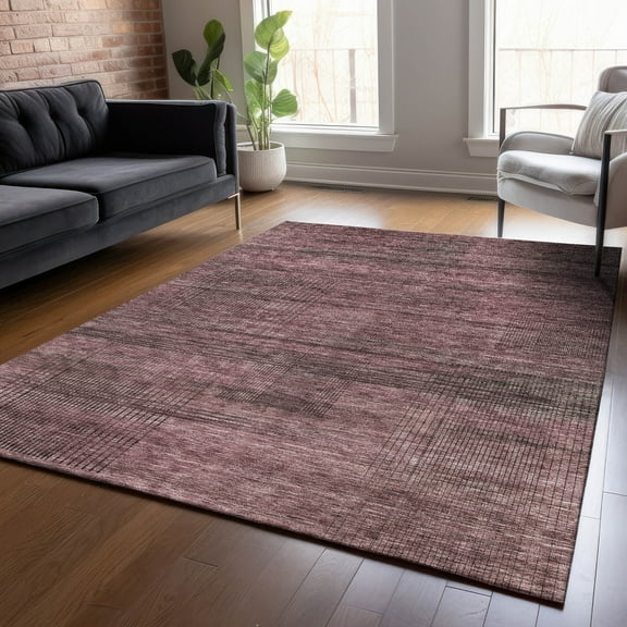 Addison Rugs Chantille Indoor/Outdoor Transitional Stripes Merlot Washable Rectangle Rug, 5' x 7'6"
