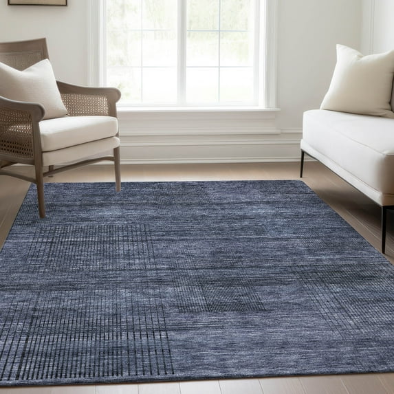 Addison Rugs Chantille Indoor/Outdoor Transitional Stripes Navy Washable Rectangle Rug, 2'6" x 3'10"