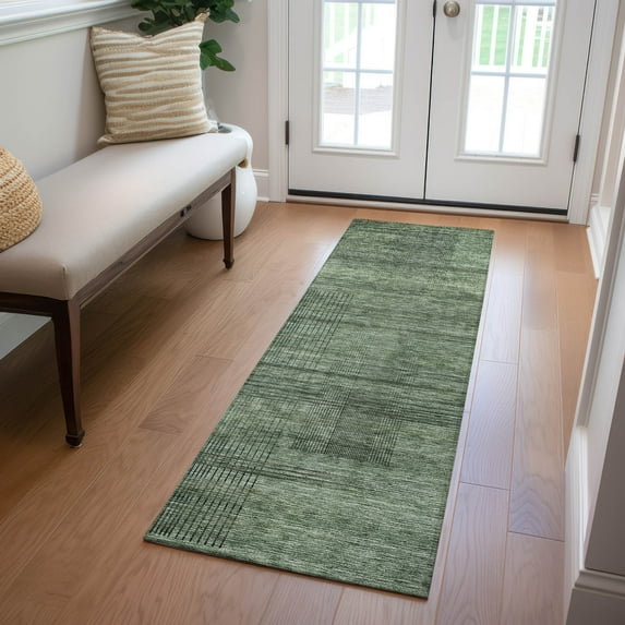 Addison Rugs Chantille Indoor/Outdoor Transitional Stripes Olive Washable Runner Rug, 2'3" x 7'6"