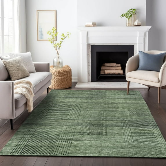 Addison Rugs Chantille Indoor/Outdoor Transitional Stripes Olive Washable Rectangle Rug, 8' x 10'