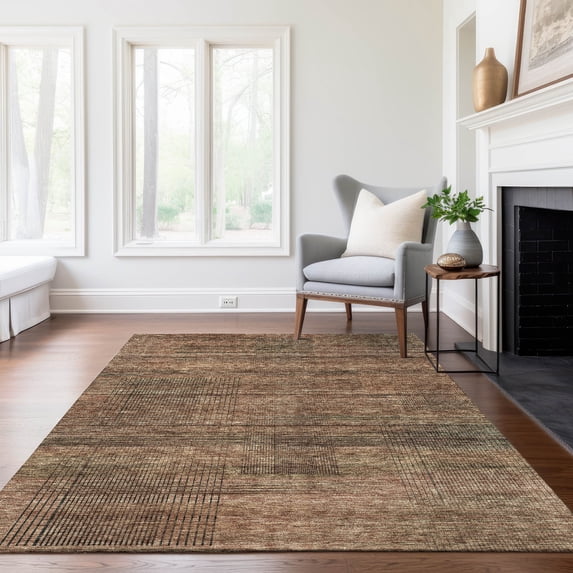 Addison Rugs Chantille Indoor/Outdoor Transitional Stripes Paprika Washable Rectangle Rug, 2'6" x 3'10"