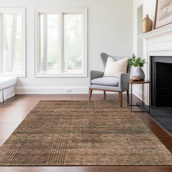 Addison Rugs Chantille Indoor/Outdoor Transitional Stripes Paprika Washable Rectangle Rug, 5' x 7'6"
