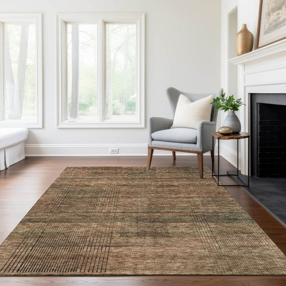 Addison Rugs Chantille Indoor/Outdoor Transitional Stripes Paprika Washable Rectangle Rug, 9' x 12'