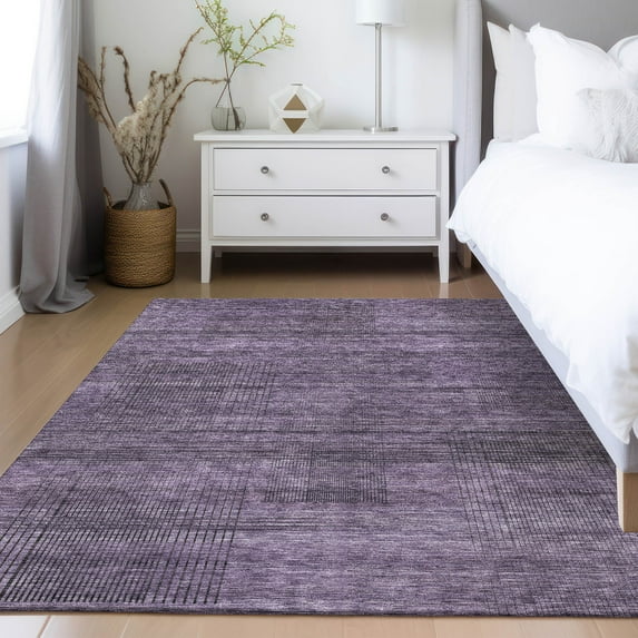 Addison Rugs Chantille Indoor/Outdoor Transitional Stripes Plum Washable Rectangle Rug, 8' x 10'