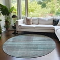 thumbnail image 1 of Addison Rugs Chantille Indoor/Outdoor Transitional Stripes Teal Washable Round Rug, 8' x 8', 1 of 6