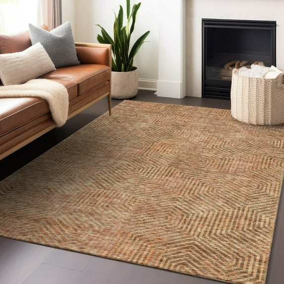 Addison Rugs Chantille Indoor/Outdoor Transitional Geometric Copper Washable Rectangle Rug, 8' x 10'