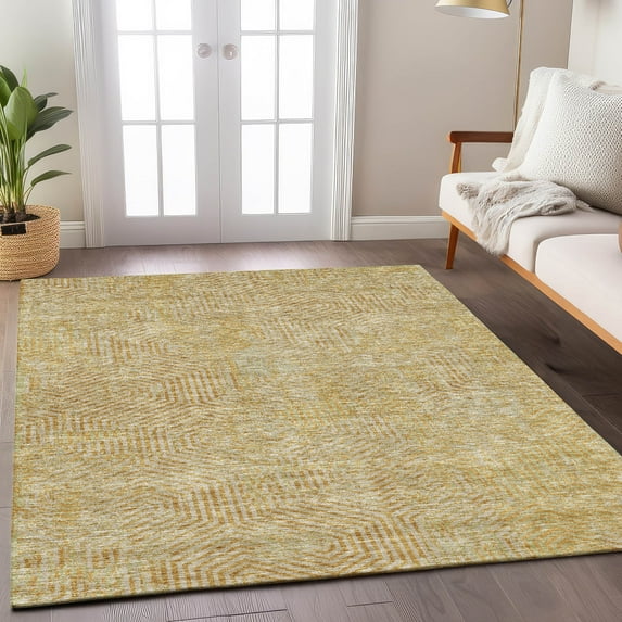 Addison Rugs Chantille Indoor/Outdoor Transitional Geometric Gold Washable Rectangle Rug, 8' x 10'