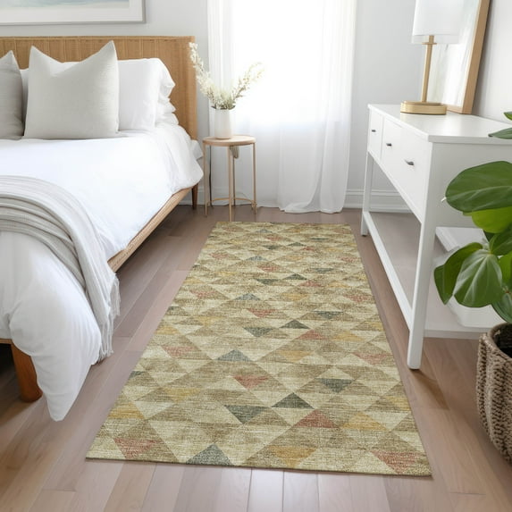 Addison Rugs Chantille Indoor/Outdoor Transitional Geometric Beige Washable Runner Rug, 2'3" x 7'6"