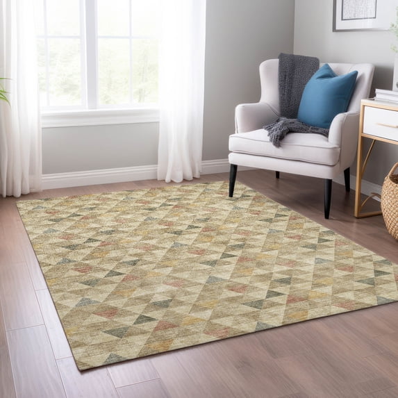 Addison Rugs Chantille Indoor/Outdoor Transitional Geometric Beige Washable Rectangle Rug, 8' x 10'