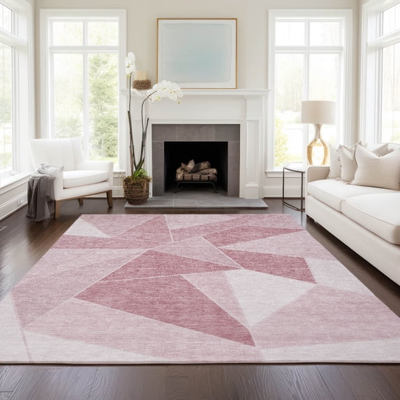Addison Rugs Chantille Indoor/Outdoor Transitional Geometric Blush Washable Rectangle Rug, 9' x 12'