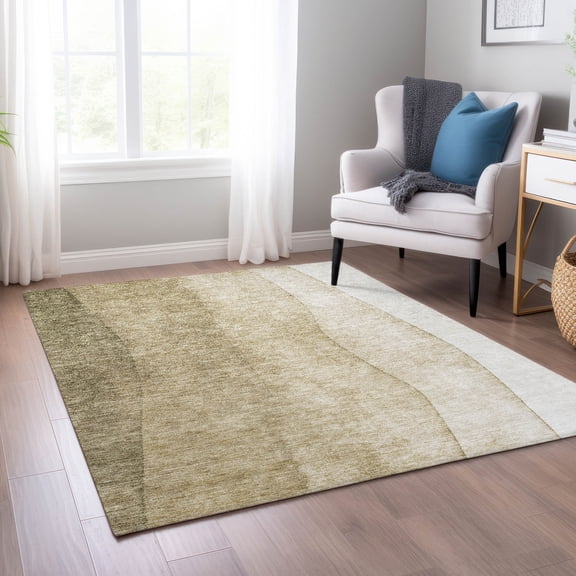 Addison Rugs Chantille Indoor/Outdoor Transitional Ombre Taupe Washable Rectangle Rug, 5' x 7'6"