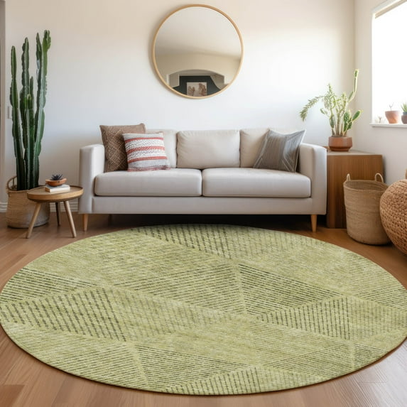 Addison Rugs Chantille Indoor/Outdoor Transitional Geometric Aloe Washable Round Rug, 8' x 8'