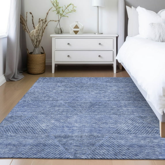 Addison Rugs Chantille Indoor/Outdoor Transitional Geometric Blue Washable Rectangle Rug, 8' x 10'