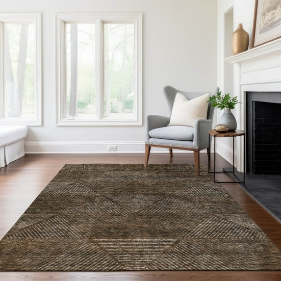 Addison Rugs Chantille Indoor/Outdoor Transitional Geometric Brown Washable Rectangle Rug, 10' x 14'