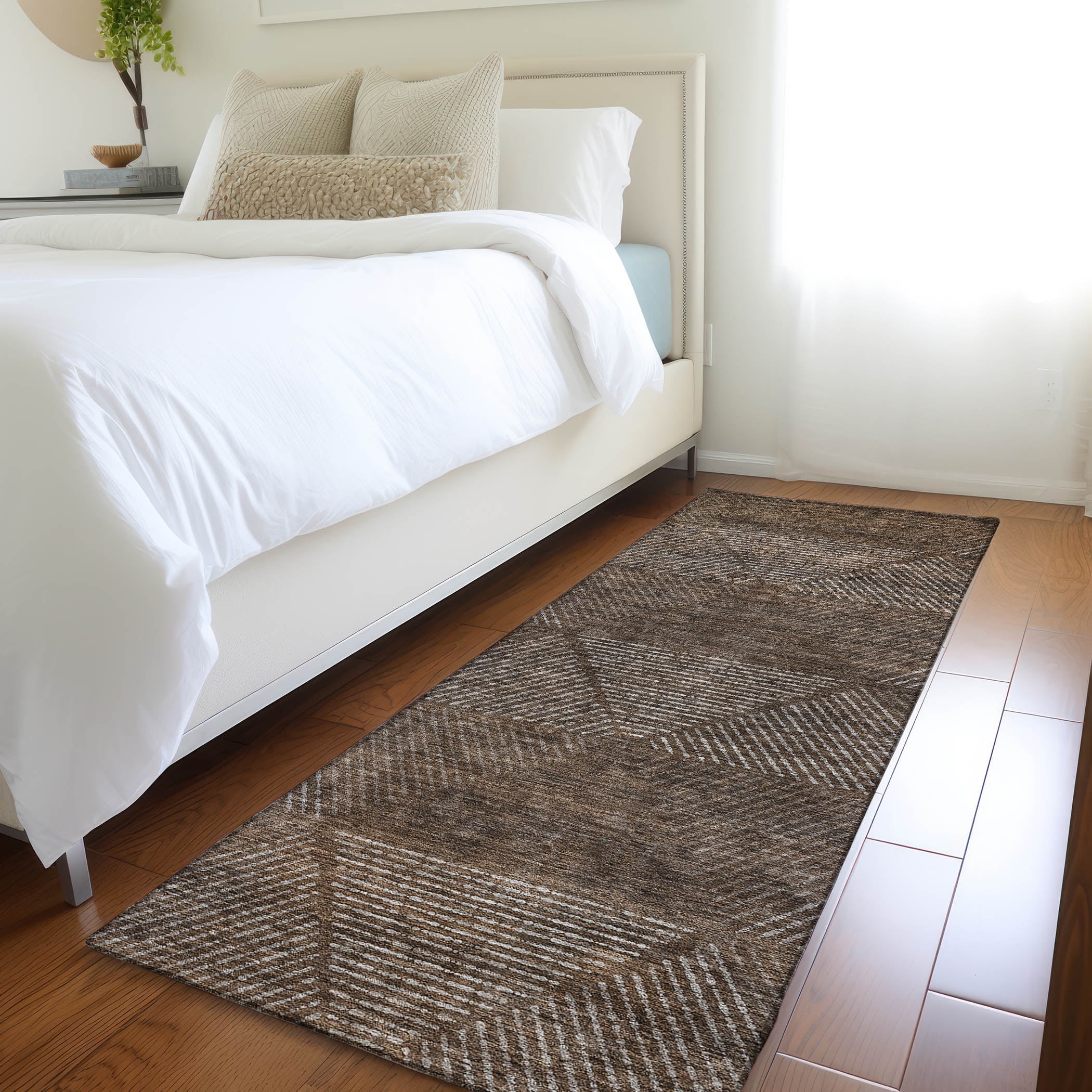 Addison Rugs Chantille Indoor/Outdoor Transitional Geometric Brown Washable Runner Rug, 2'3" x 7'6"