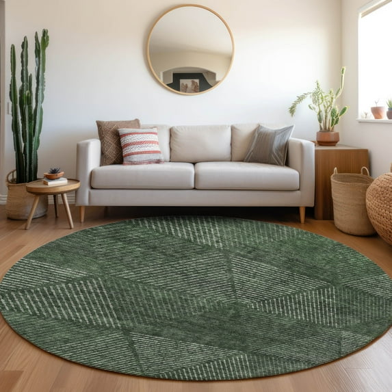 Addison Rugs Chantille Indoor/Outdoor Transitional Geometric Fern Washable Round Rug, 8' x 8'