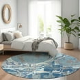 thumbnail image 1 of Addison Rugs Chantille Indoor/Outdoor Transitional Geometric Blue Washable Round Rug, 8' x 8', 1 of 6