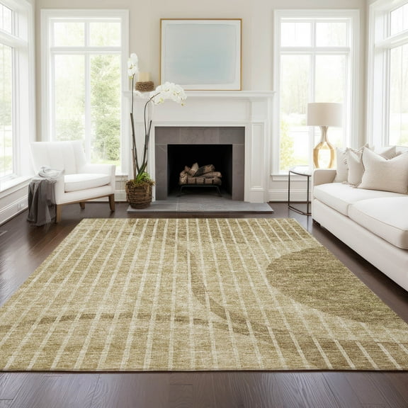 Addison Rugs Chantille Indoor/Outdoor Transitional Striped Brown Washable Rectangle Rug, 10' x 14'