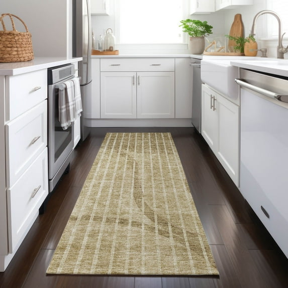 Addison Rugs Chantille Indoor/Outdoor Transitional Striped Brown Washable Runner Rug, 2'3" x 7'6"