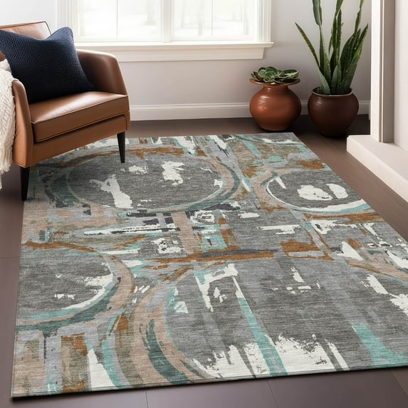 Addison Rugs Chantille Indoor/Outdoor Transitional Geometric Gray Washable Rectangle Rug, 2'6" x 3'10"