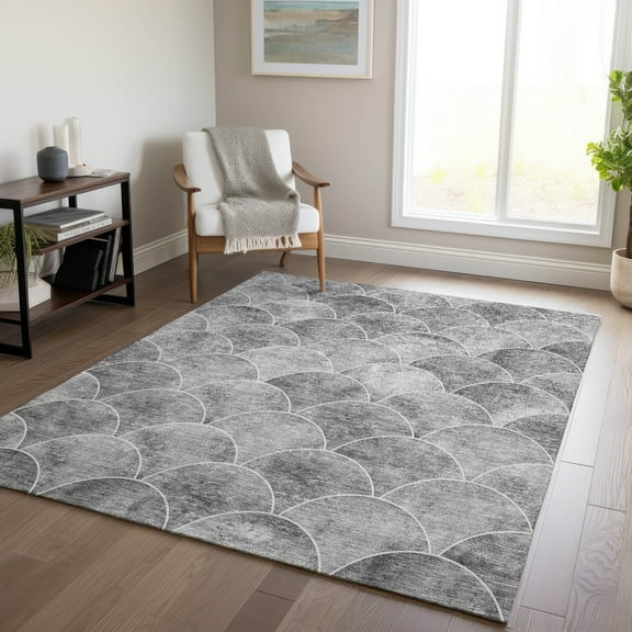 Addison Rugs Chantille Indoor/Outdoor Transitional Modern Gray Washable Rectangle Rug, 3' x 5'