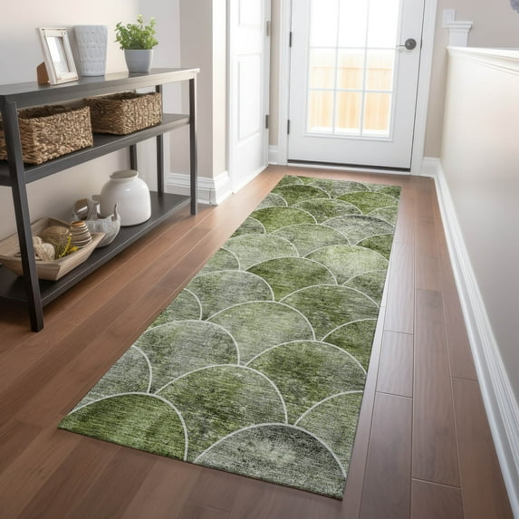 Addison Rugs Chantille Indoor/Outdoor Transitional Modern Green Washable Runner Rug, 2'3" x 7'6"