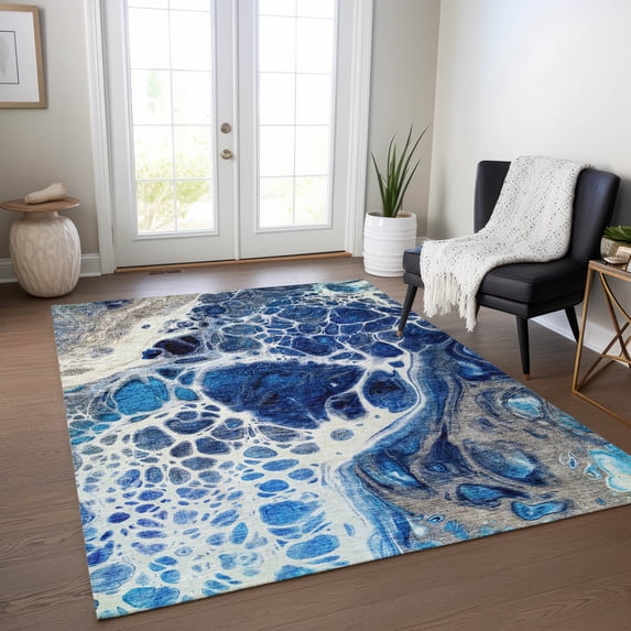 Addison Rugs Chantille Indoor/Outdoor Transitional Modern Navy Washable Rectangle Rug, 5' x 7'6"