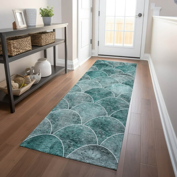 Addison Rugs Chantille Indoor/Outdoor Transitional Modern Teal Washable Runner Rug, 2'3" x 7'6"