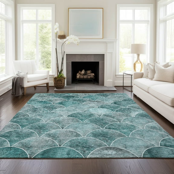 Addison Rugs Chantille Indoor/Outdoor Transitional Modern Teal Washable Rectangle Rug, 2'6" x 3'10"