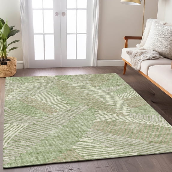 Addison Rugs Chantille Indoor/Outdoor Transitional Floral Aloe Washable Rectangle Rug, 5' x 7'6"